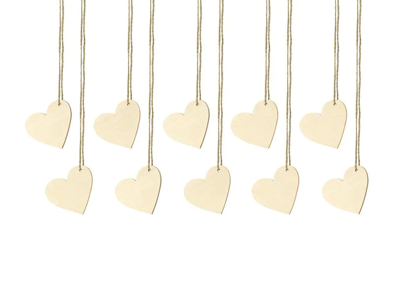 Partydeco Tischkarte Herz 6 x 5 cm, 10 Stück, Braun