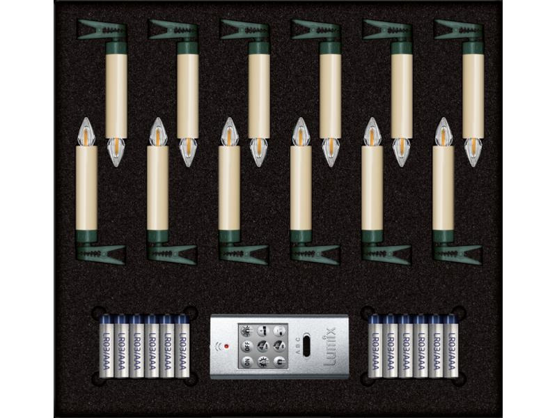 Lumix LED Baumkerze Superlight Flame, Starter Set, 12 Stück