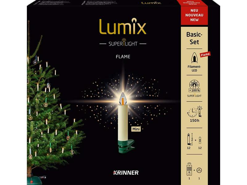 Lumix LED Baumkerze Superlight Flame, Starter Set, 12 Stück