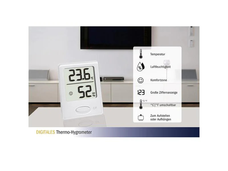 TFA Dostmann Thermo-/Hygrometer Digital Weiss