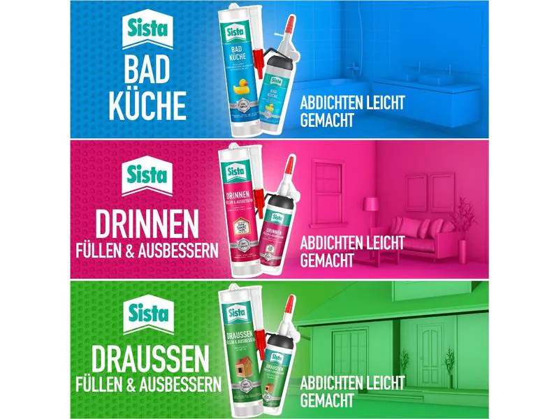 Sista Dichtmasse Drinnen Füllen &amp; Ausbessern 280 ml, Weiss