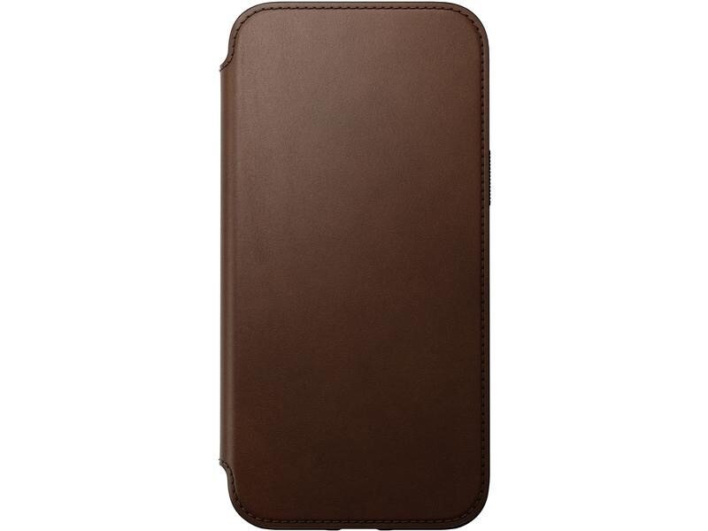 Nomad Book Cover Modern Leather Folio iPhone 14 Plus Braun
