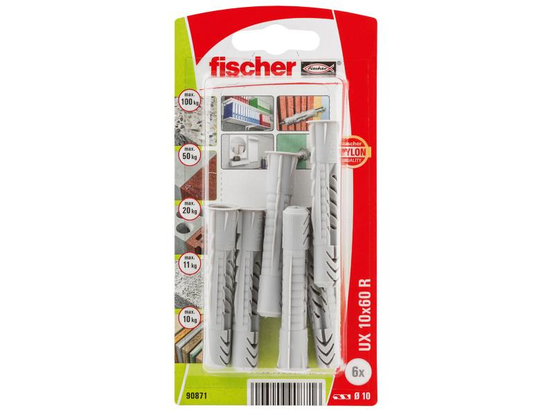Fischer Universaldübel  UX 10 x 60 R mit Rand, 6 Stück