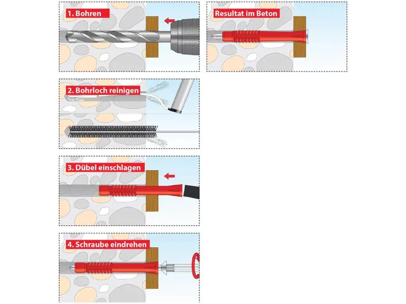 Tox-Dübel Allzweck-Langdübel Constructor 6x80 mm + Schraube 50 Stück