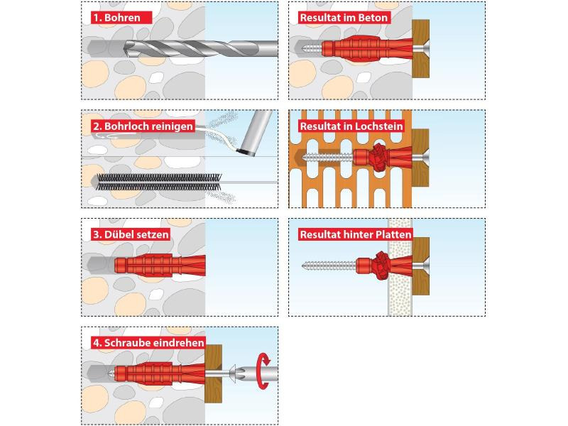 Tox-Dübel Allzweckdübel Tri 10x61 mm, Blister 6 Stück