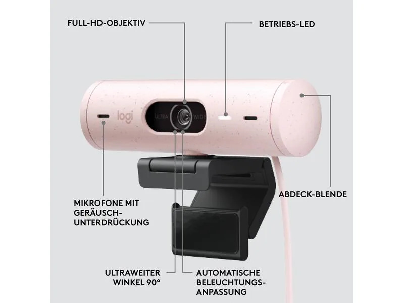Logitech Webcam Brio 500 Rosa