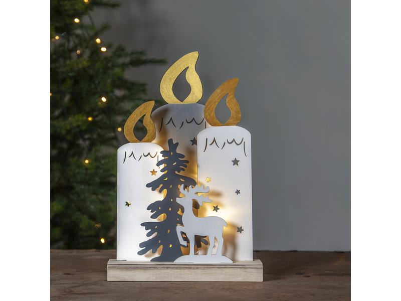 Star Trading LED-Dekolicht Fauna Kerzen 34 cm, Holz