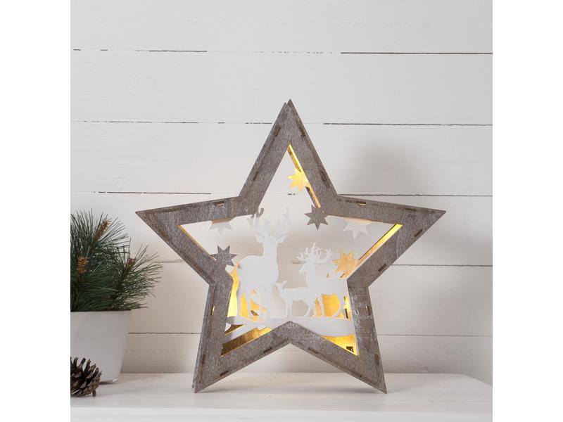 Star Trading LED-Dekolicht Fauna Stern 34 cm, Holz
