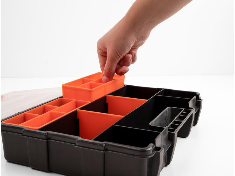 Delock Sortimentskasten Orange / Schwarz 21 Fächer