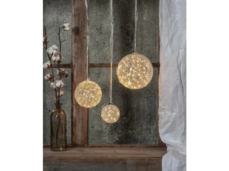 Star Trading LED-Weihnachtskugel Glow Snow 15 LED, 10 cm, indoor