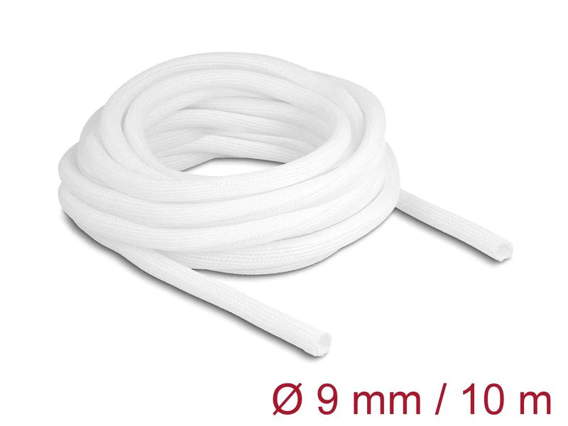 Delock Geflechtschlauch Selbstschliessend 10 m x 9 mm Weiss