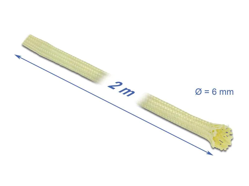 Delock Geflechtschlauch aus Aramid Fasern 2 m x 6 mm Gelb