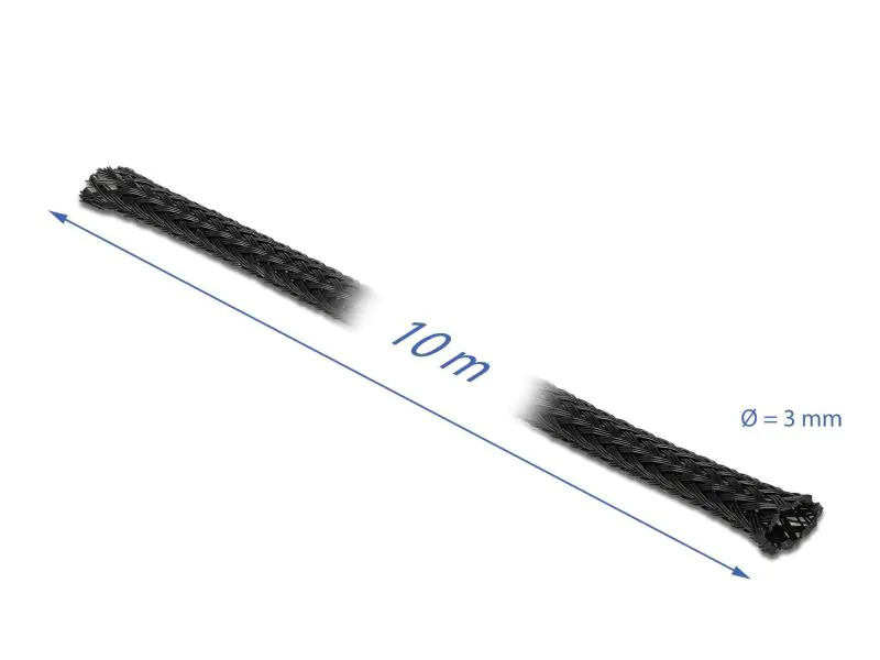 Delock Kabelschlauch 10m x 3 mm Schwarz