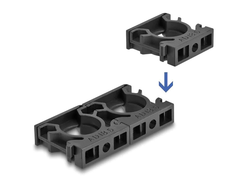 Delock Kabelschlauchhalter 10 mm, 8 Stück, Schwarz