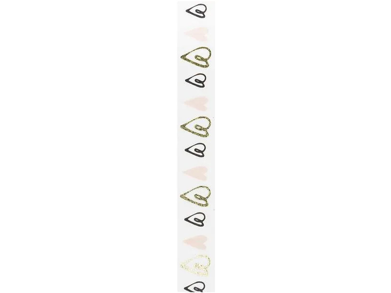 Rico Design Washi Tape Herzen 1.5 cm x 10m, Gold