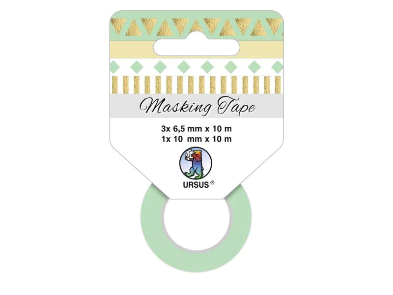 URSUS Washi Tape 10 m 4 Rollen, Mehrfarbig, Grafik