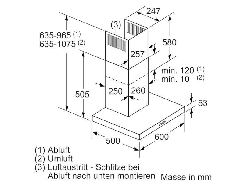 Bosch Wandhaube DWB66BC50 3 × Stufen