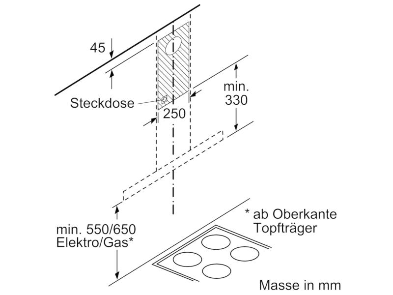 Bosch Wandhaube DWB66BC50 3 × Stufen