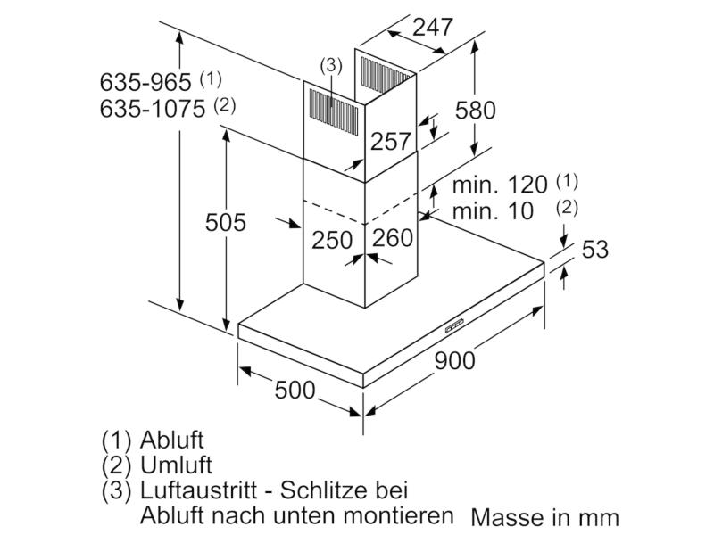 Bosch Wandhaube DWB96BC50 3 × Stufen