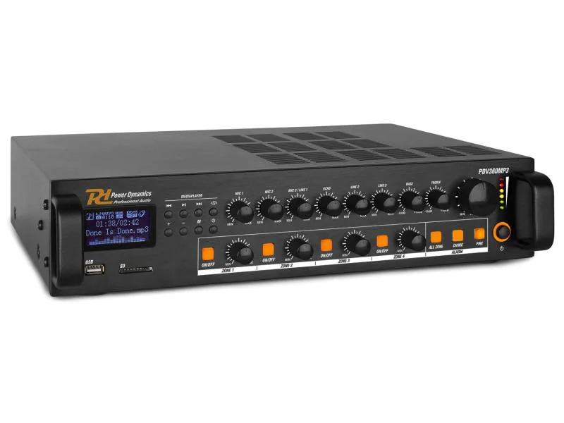 Power Dynamics Verstärker Pro PDV360MP3 4-Zonen Mischer