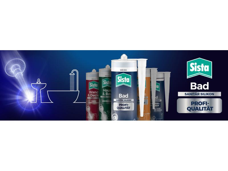 Sista Dichtmasse Bad Profi-Qualität Silikon Transparent, 280 ml