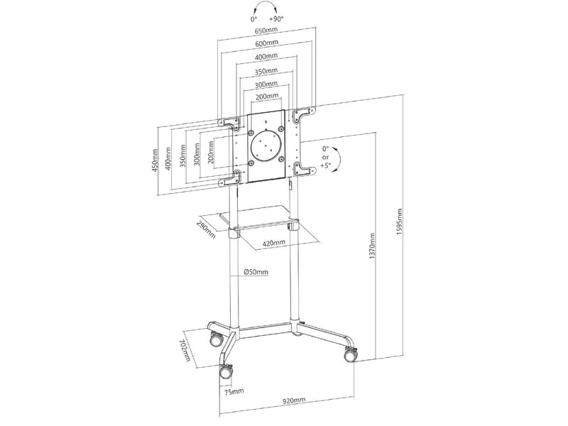 Audioraq TV-Trolley 37-70 Weiss