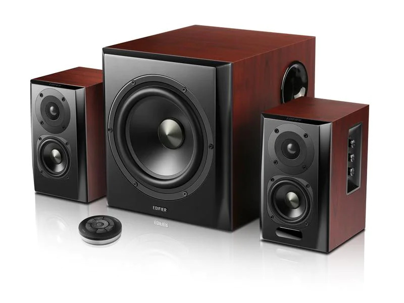 Edifier Regallautsprecher Paar S350DB mit Subwoofer Braun