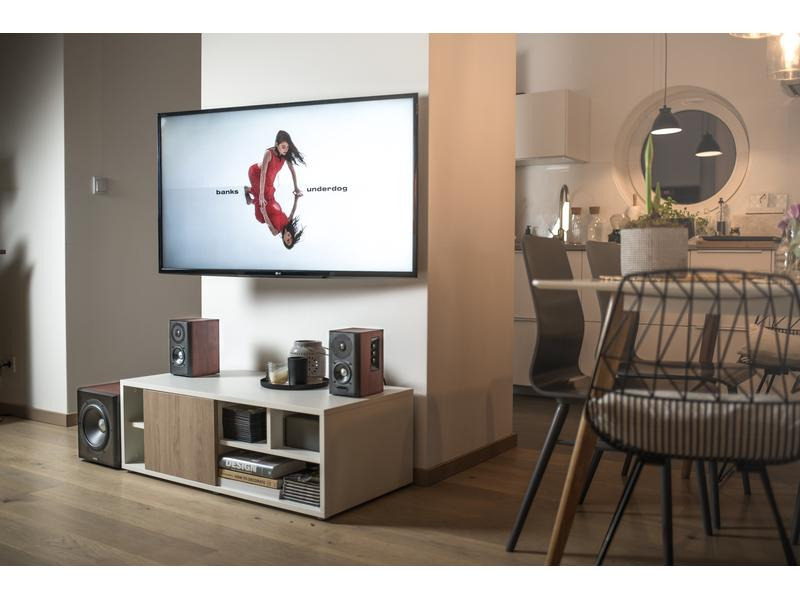Edifier Regallautsprecher Paar S350DB mit Subwoofer Braun