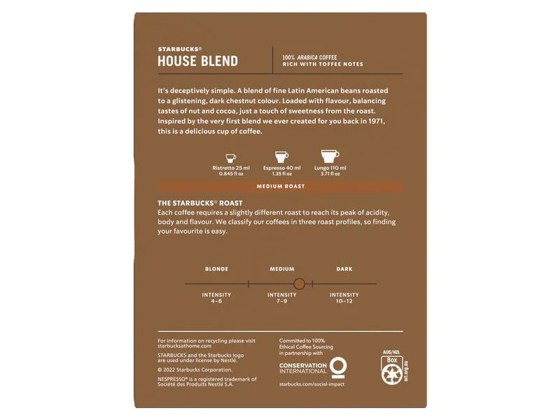 Starbucks Kaffeekapseln House Blend Medium Roast 36 Stück