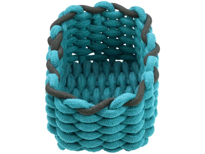 Diaqua Aufbewahrungskorb Cord 20 x 14 x 10 cm, Petrol/Schwarz