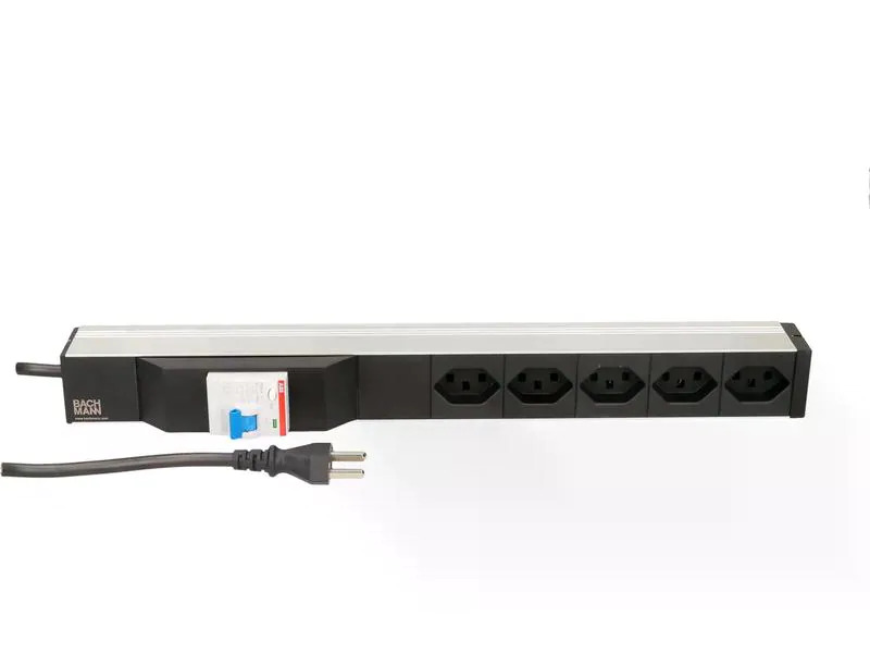 Bachmann 19 PDU 5x T23, 1HE, Fi Schalter, Schwarz