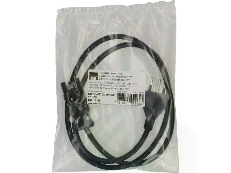 Max Hauri Anschlusskabel 1 m AC 166 - T12, Schwarz