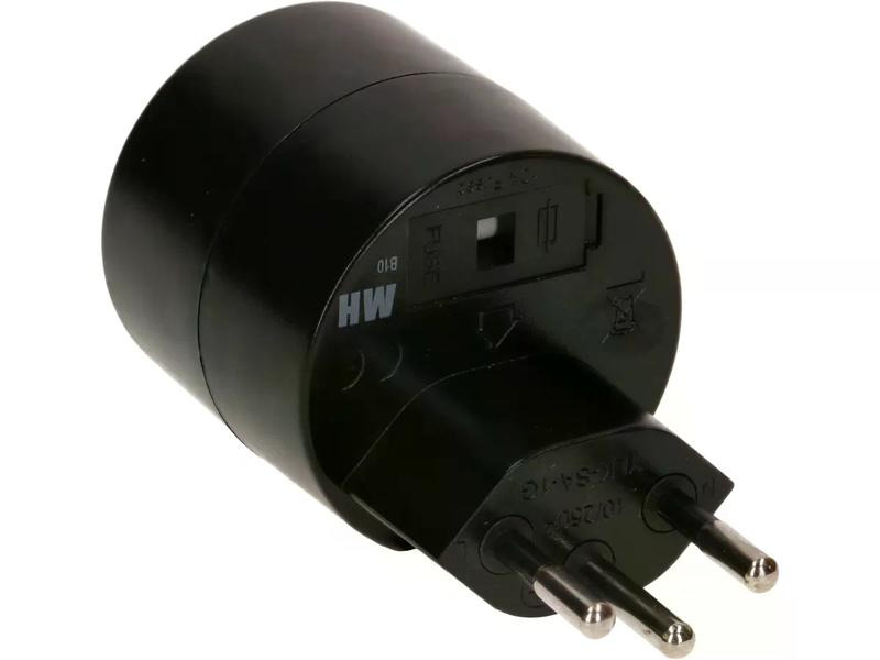 Max Hauri Reiseadapter Schuko – T12, Schwarz