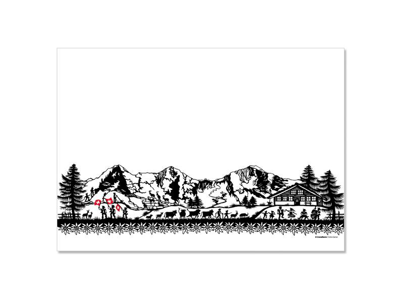 Trendform Tischset Swiss Tradition 1, 29.7 cm x 0.42 m, Schwarz/Weiss