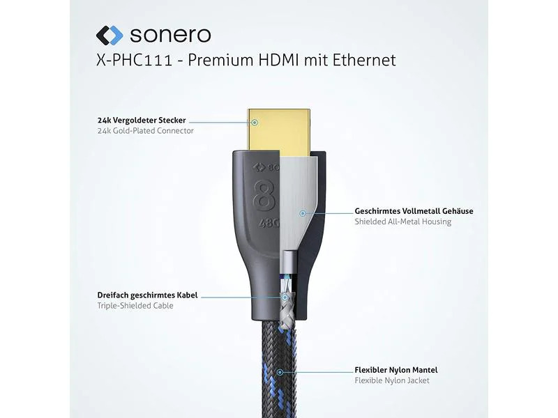 sonero Kabel Ultra High Speed HDMI 2.1 8K HDMI - HDMI, 2 m