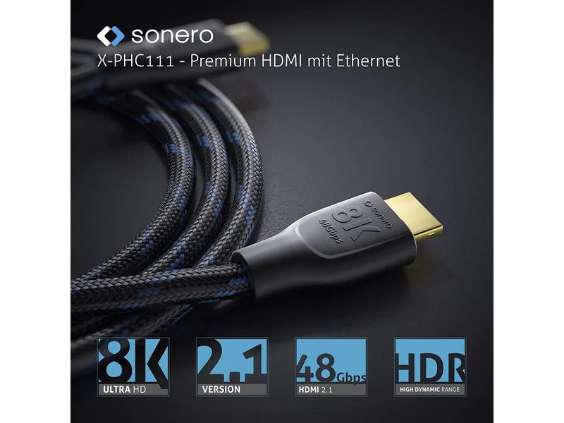 sonero Kabel Ultra High Speed HDMI 2.1 8K HDMI - HDMI, 2 m