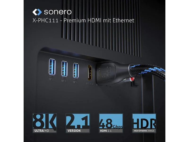 sonero Kabel Ultra High Speed HDMI 2.1 8K HDMI - HDMI, 2 m