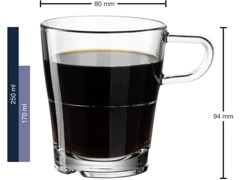 Leonardo Kaffeetasse Senso 0.25 l, 6 Stück, Transparent