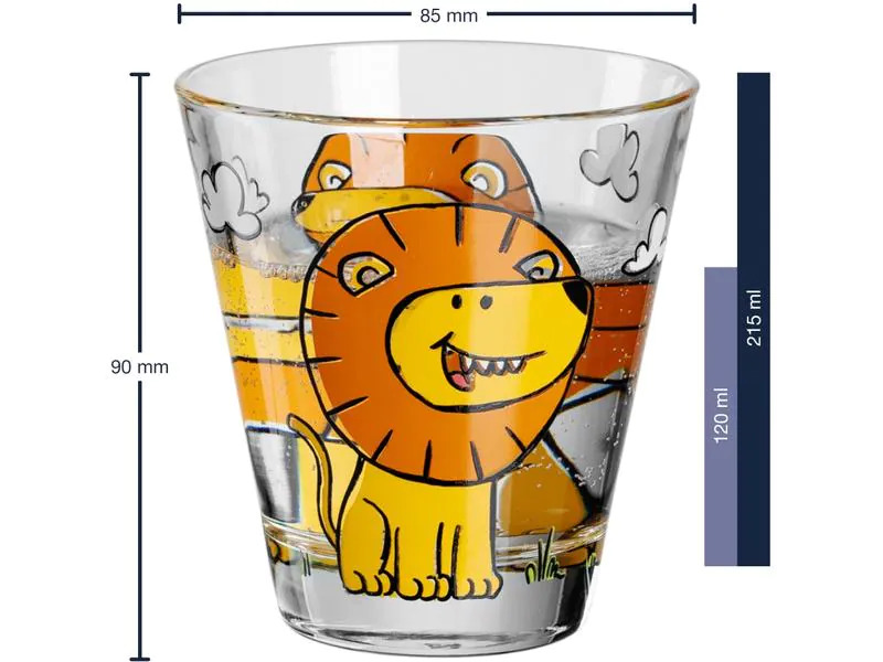 Leonardo Trinkglas für Kinder Bambini Löwe 215 ml, 6 Stück