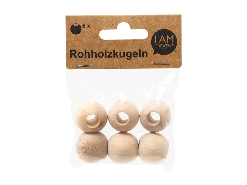 lalana Holzperlen 25 mm, 6 Stück