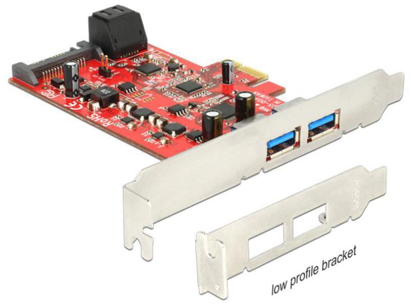Delock Host Bus Adapter Controller PCI-Ex1- 2x SATA3, 2x USB3.0