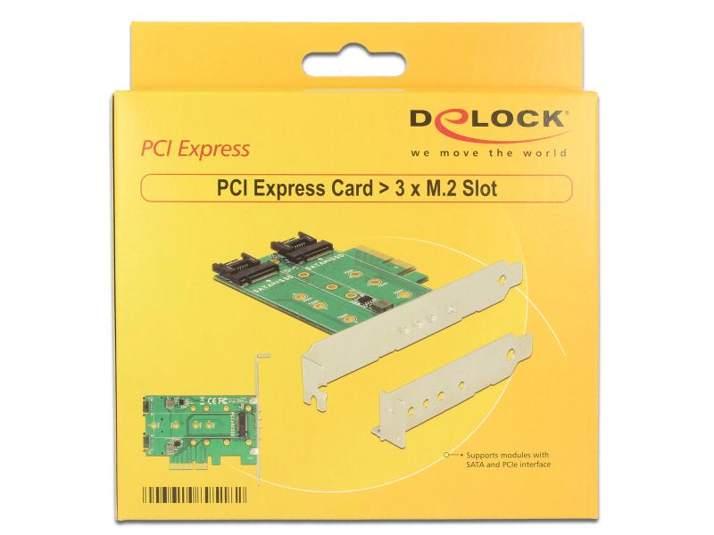 Delock Host Bus Adapter Controller PCIe - M.2, 2xSATA 1xNVMe