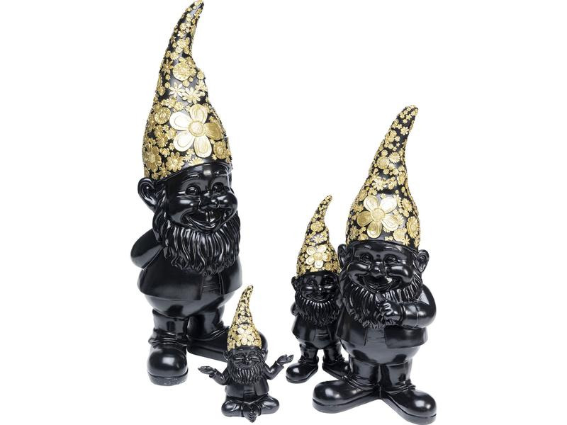 Kare Dekofigur Zwerg Meditation Schwarz/Gold