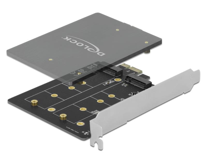 Delock Host Bus Adapter PCIe x1 Karte zu 2x M.2 Key B bootfähig