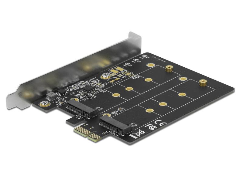 Delock Host Bus Adapter PCIe x1 Karte zu 2x M.2 Key B bootfähig