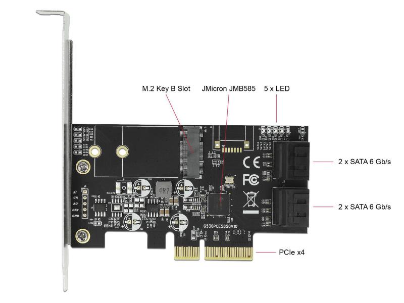 Delock SATA-Controller 4Port SATA &amp; 1Port M.2 SATA PCI-Express-x4