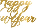 Partydeco Kuchen-Topper Happy New Year 1 Stück, Gold