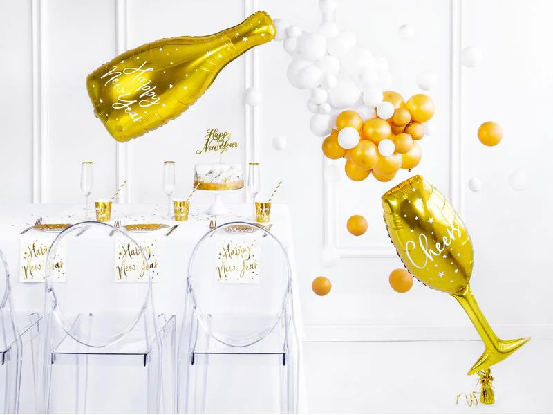 Partydeco Kuchen-Topper Happy New Year 1 Stück, Gold