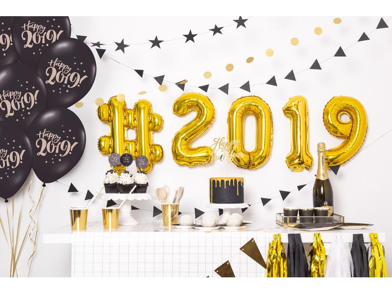 Partydeco Kuchen-Topper Happy New Year 1 Stück, Gold