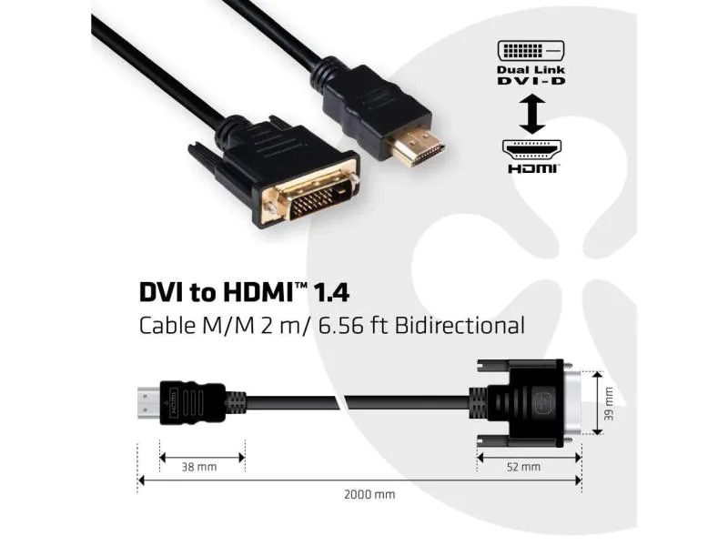 Club 3D Kabel DVI-D - HDMI 1.4, 2 m, Bidirektional